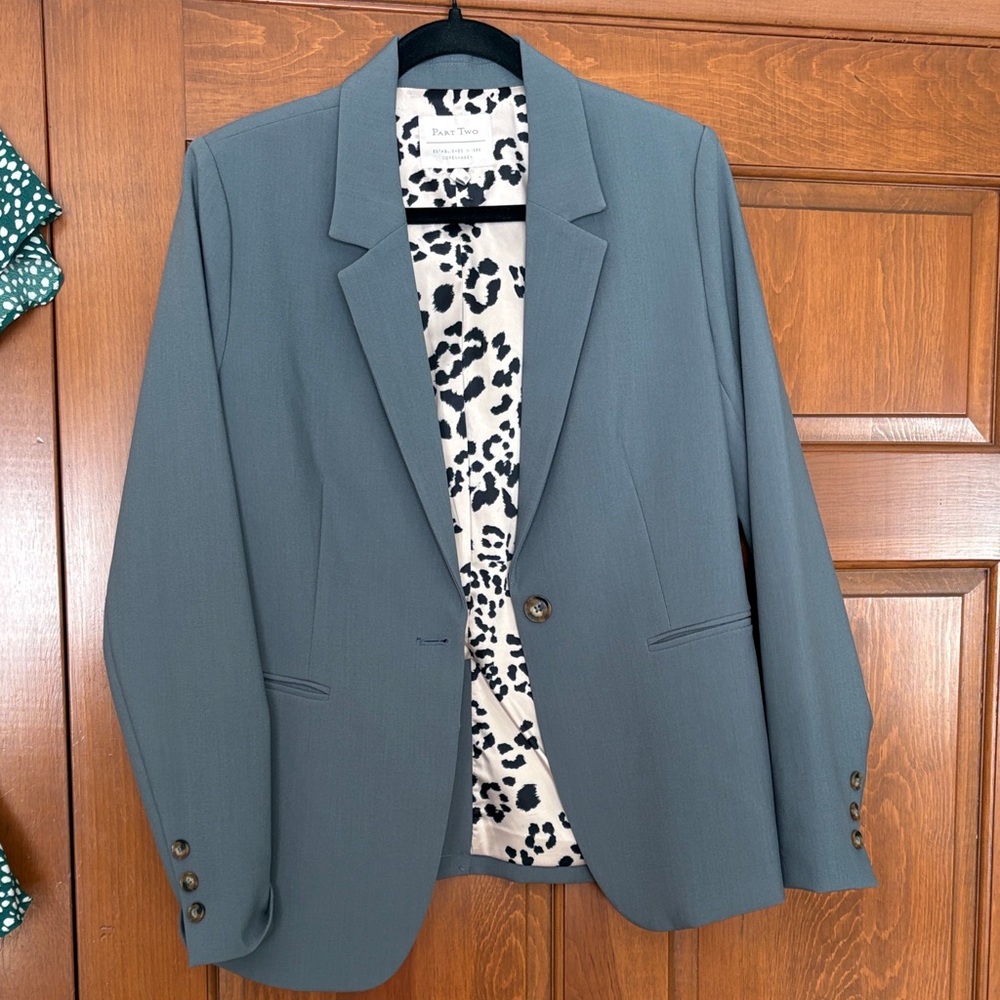 Zara Slate Gray Blazer with Patterned Lining